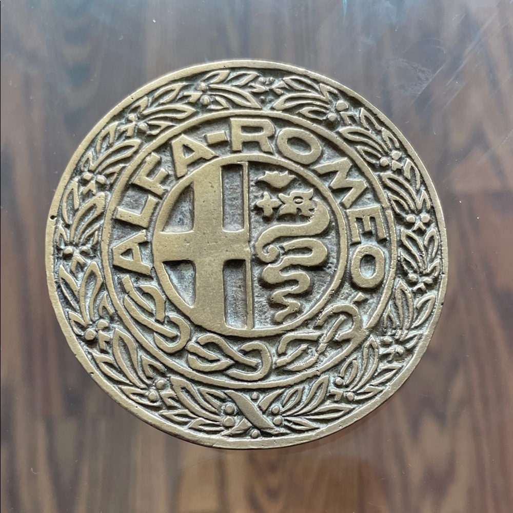Vintage Alfa Romeo Brass Belt Buckle – Classic Automotive Emblem